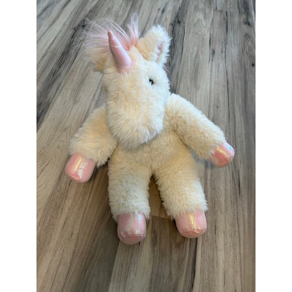 Vermont Teddy Bear Company 18” Fluffy Fantasy Unicorn Cream Pink Plush Very Soft - Picture 1 of 5